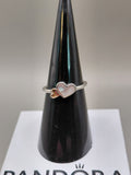 Pandora Preloved Silver And 14ct Gold With Mother Of Pearl Luminous Hearts Ring Size 50 Lot 0503